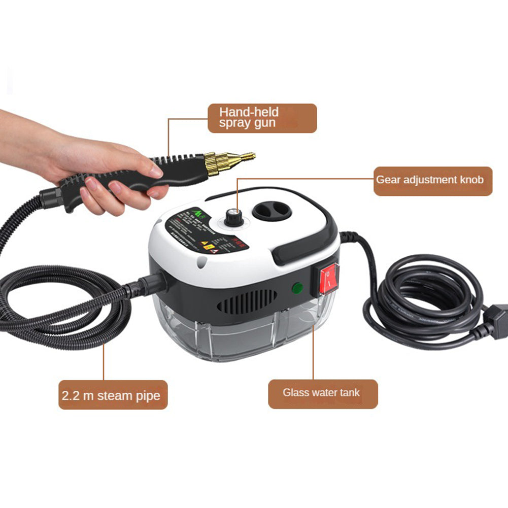 Limpador a vapor alta pressão 2500W com 6 níveis ajustáveis para cozinha e casa