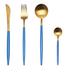 Conjunto de talheres 24 peças aço inoxidável com acabamento ouro e prata, alto brilho