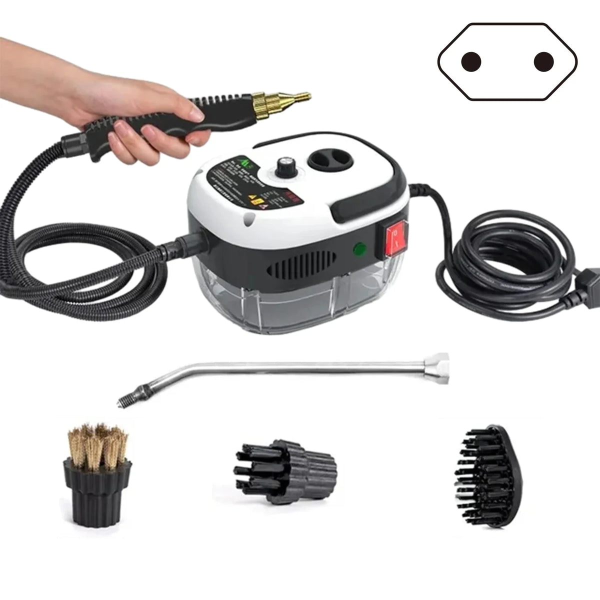 Limpador a vapor alta pressão 2500W com 6 níveis ajustáveis para cozinha e casa