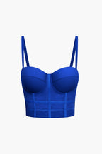Top de renda feminino bustier com taças acolchoadas e alças ajustáveis