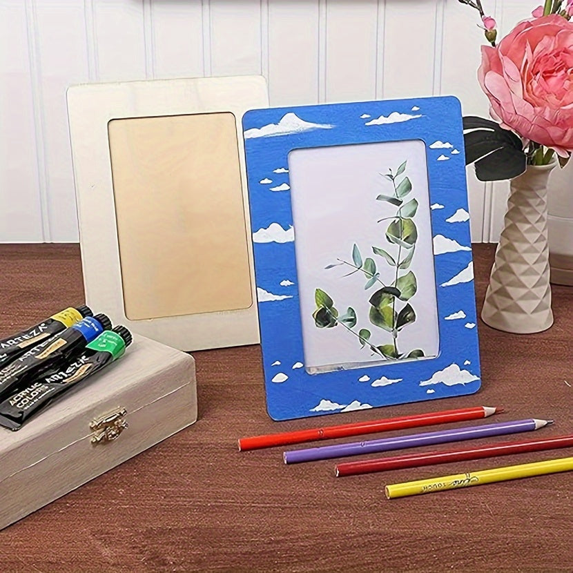 Porta-retratos de madeira DIY conjunto de 10, 15,24 cm, estilo contemporâneo bege claro