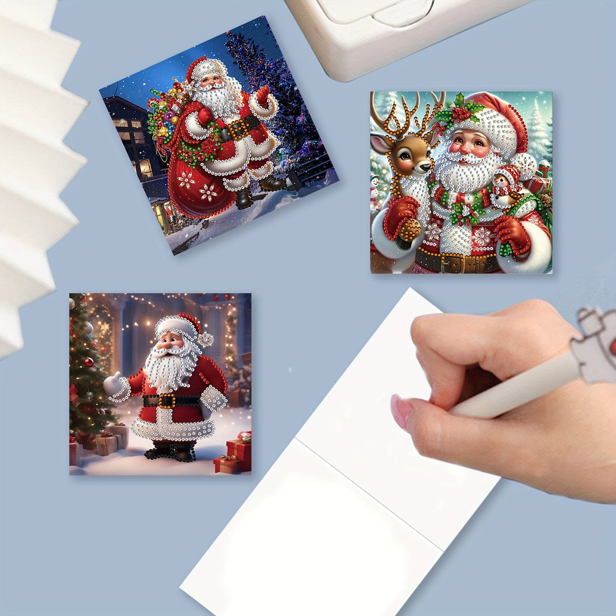 Kit pintura diamante 12 cartões Natal Pai Natal designs exclusivos