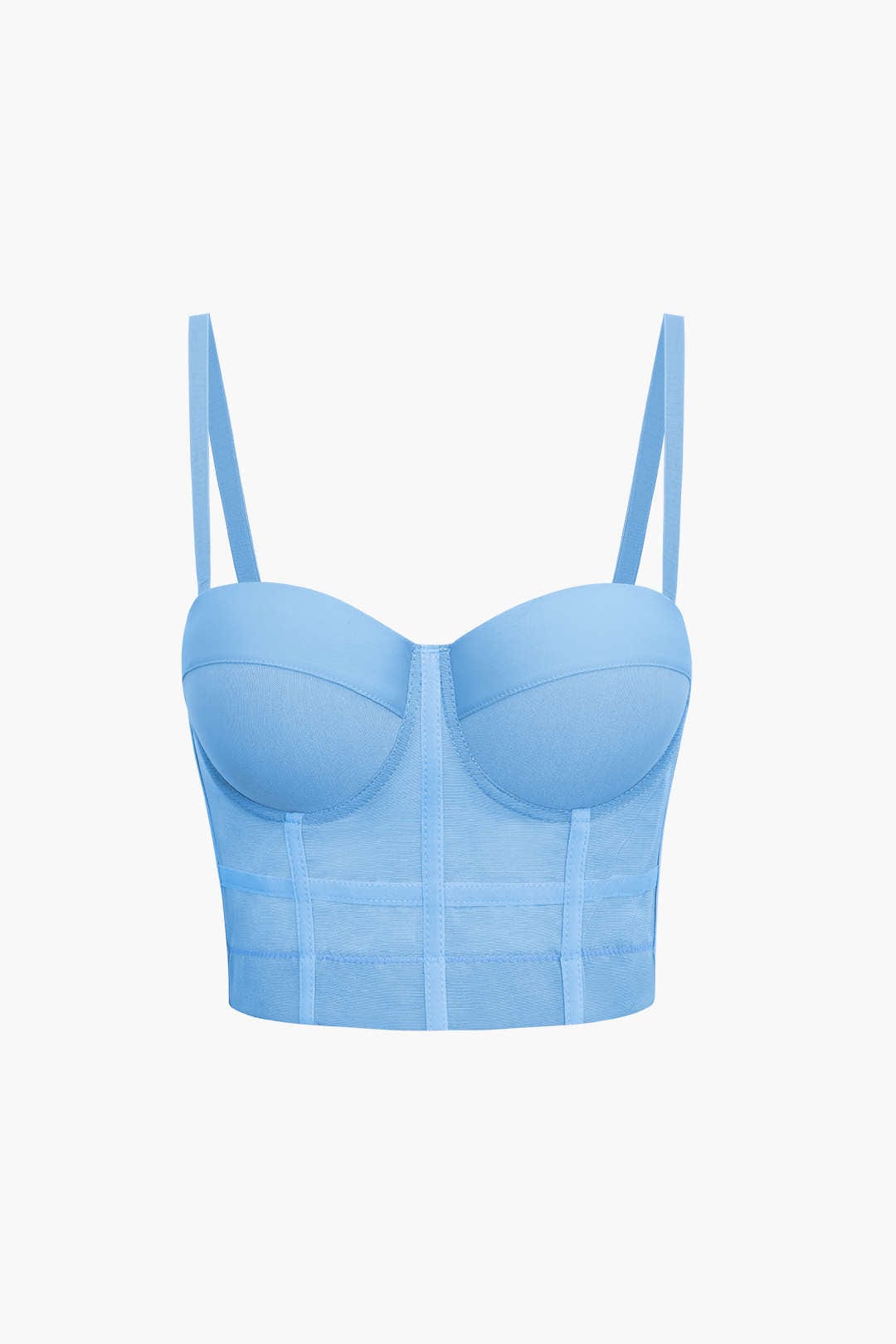 Top de renda feminino bustier com taças acolchoadas e alças ajustáveis