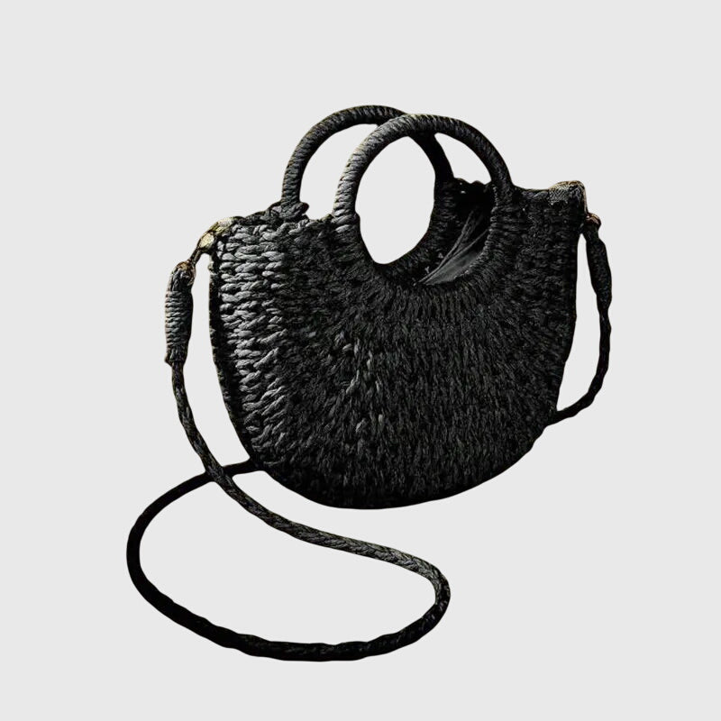 Bolsa de mão feminina estilo natural silhueta arredondada compacta