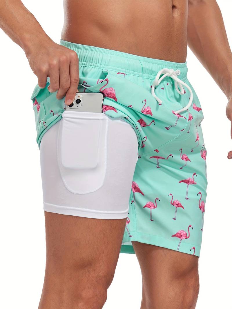 Calções de praia masculinos secagem rápida design versátil