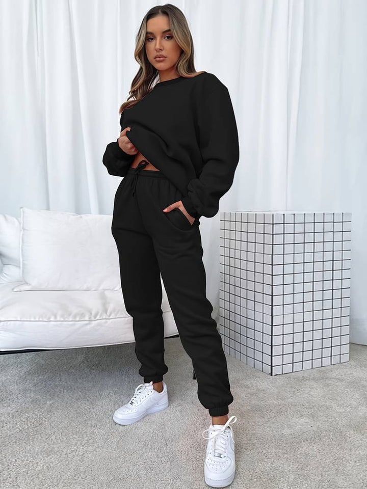 Conjunto loungewear feminino 2 peças macio confortável corte amplo