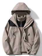 Jaqueta outdoor 3 em 1 impermeável corta-vento com forro polar removível e capuz