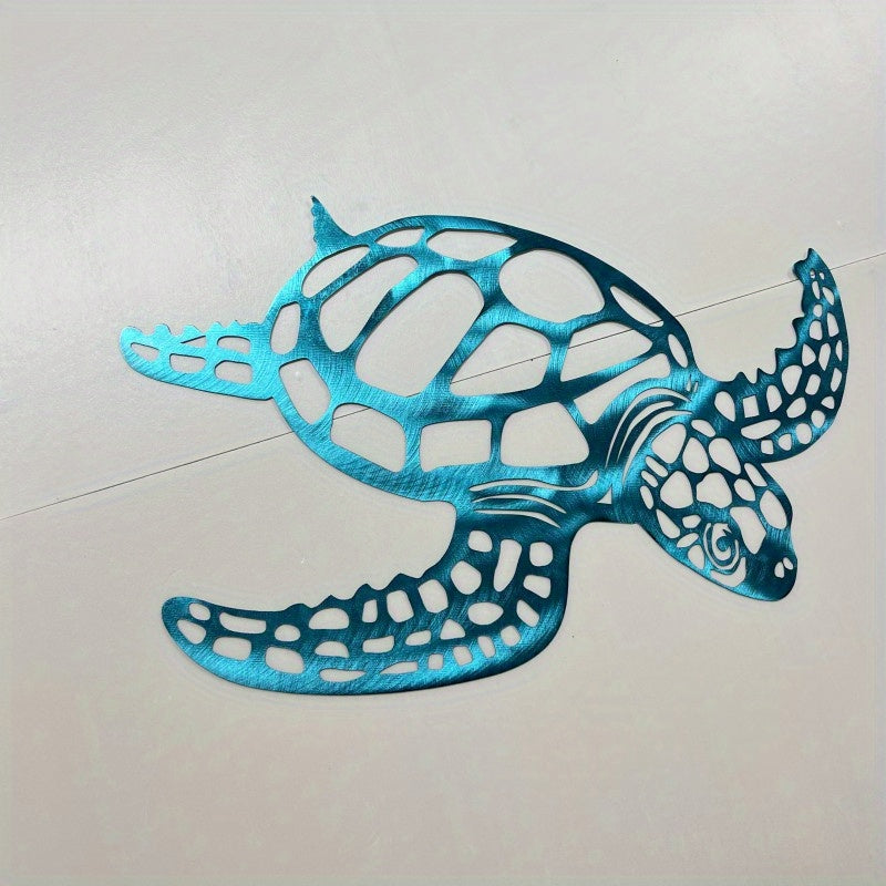Arte de parede tartaruga do mar em metal feita à mão decoração costeira náutica