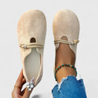 Mocassins femininos sem atacadores bico redondo sola plana
