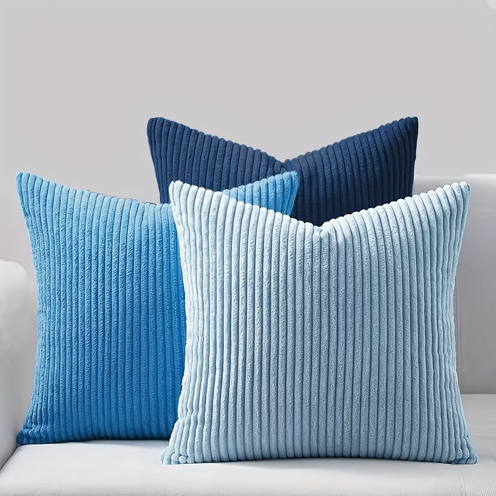 Capa de almofada canelada estilo boémio com riscas verticais, 100% poliéster