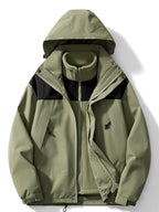 Jaqueta outdoor 3 em 1 impermeável corta-vento com forro polar removível e capuz
