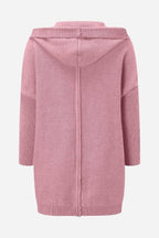 Cardigan oversize com capuz tricô feminino corte amplo
