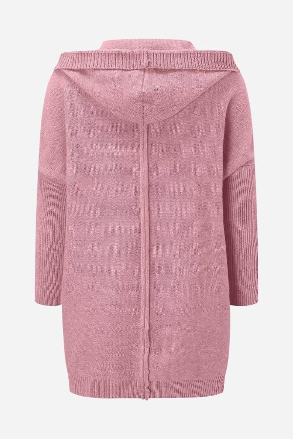 Cardigan oversize com capuz tricô feminino corte amplo