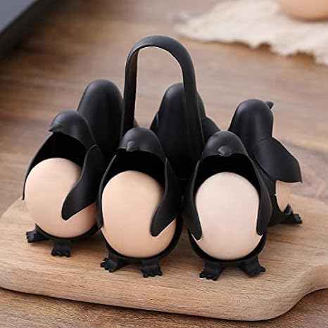 Cozedor de ovos 3 em 1 design pinguim, capacidade 6 ovos, plástico alimentar