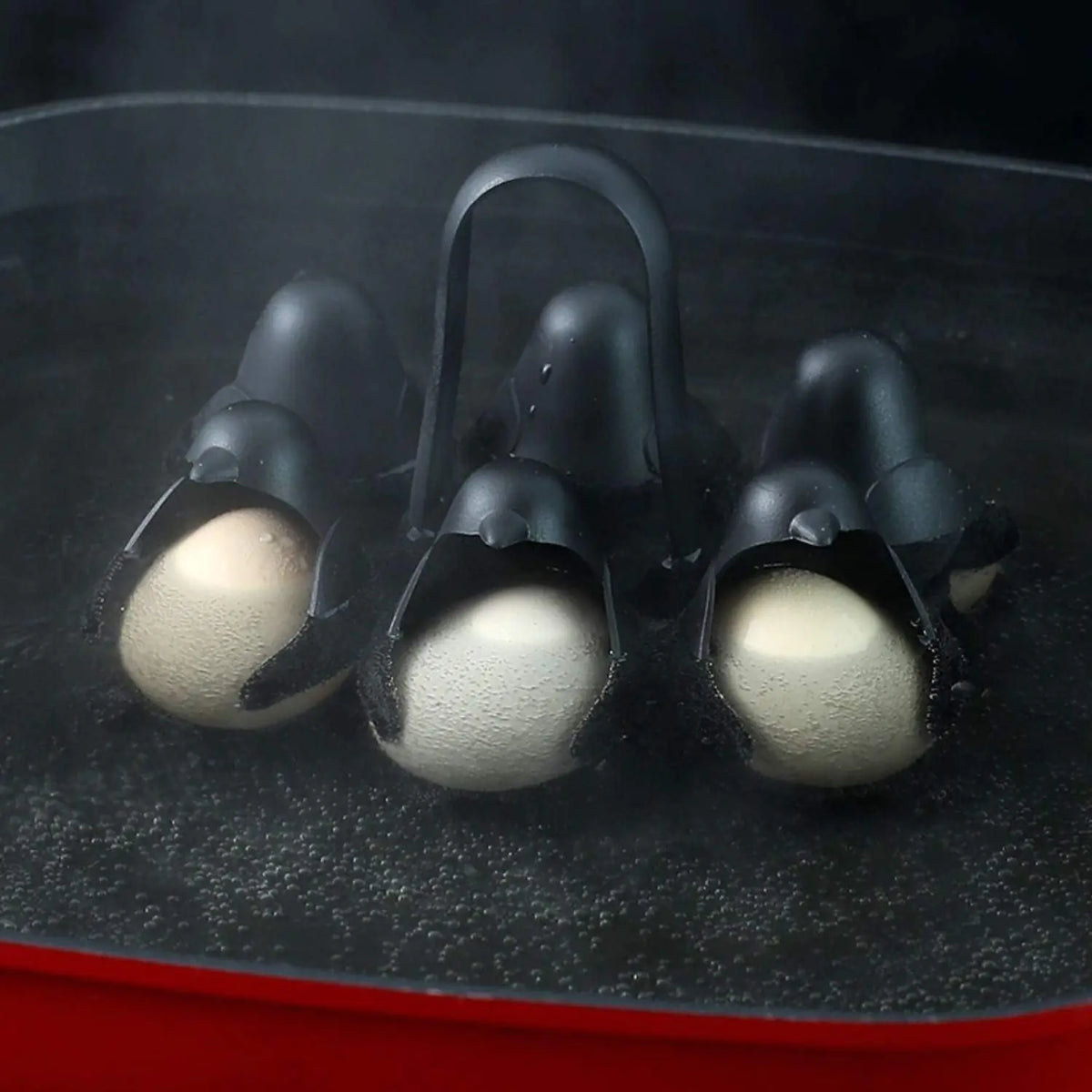 Cozedor de ovos 3 em 1 design pinguim, capacidade 6 ovos, plástico alimentar