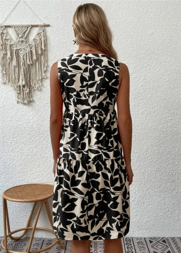 Vestido Midi Flores | Decote V, Estampa Floral de Verão