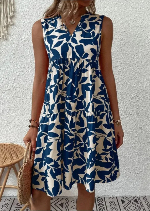 Vestido Midi Flores | Decote V, Estampa Floral de Verão