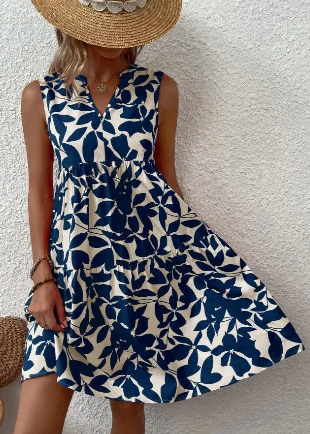 Vestido Midi Flores | Decote V, Estampa Floral de Verão