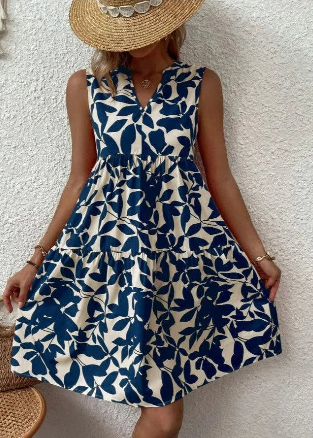 Vestido Midi Flores | Decote V, Estampa Floral de Verão