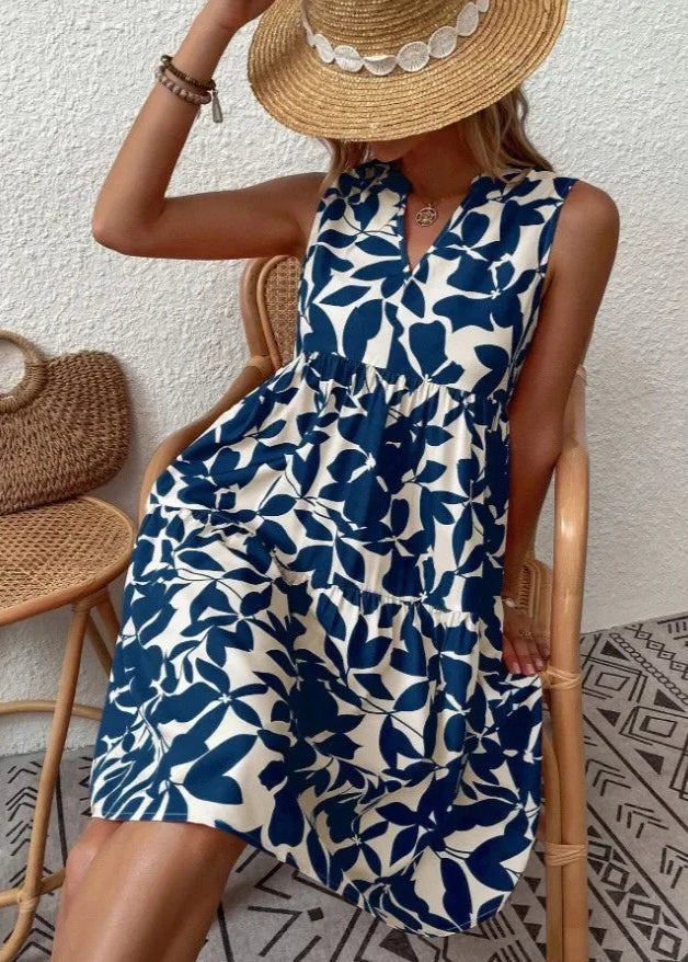 Vestido Midi Flores | Decote V, Estampa Floral de Verão