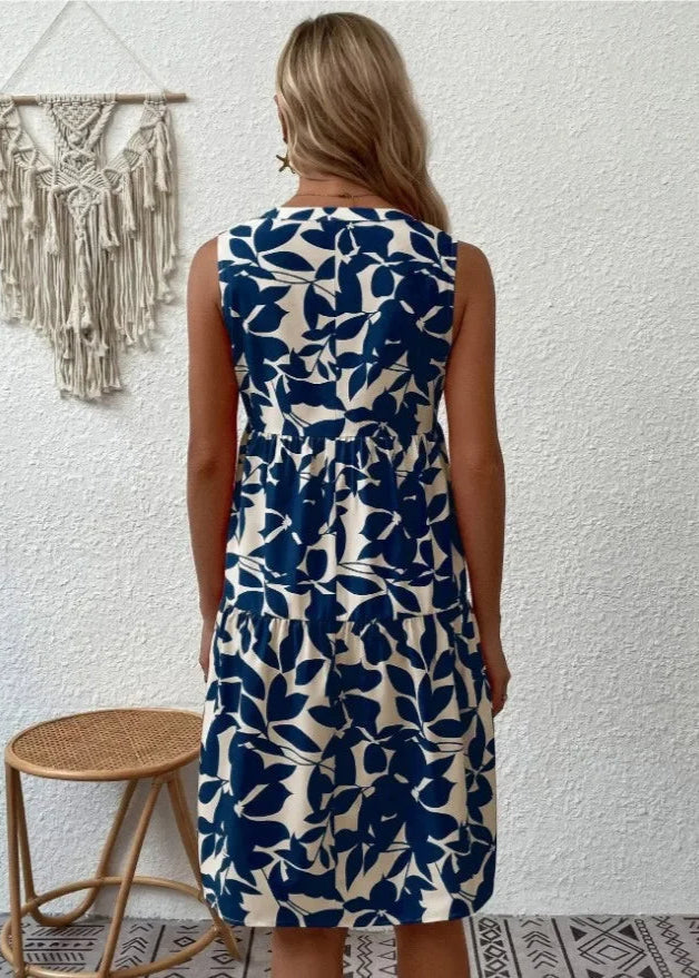 Vestido Midi Flores | Decote V, Estampa Floral de Verão
