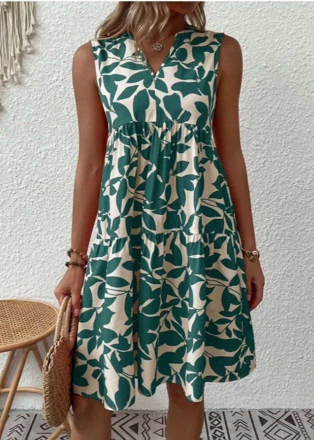 Vestido Midi Flores | Decote V, Estampa Floral de Verão