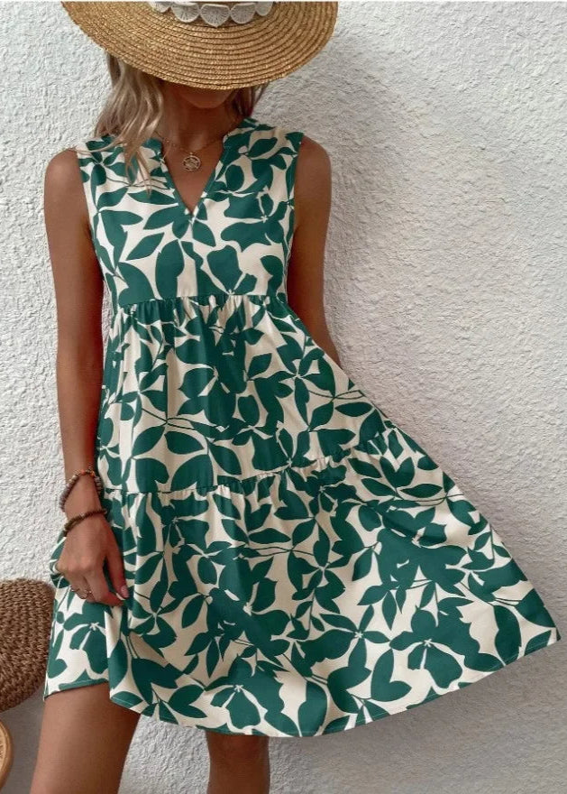 Vestido Midi Flores | Decote V, Estampa Floral de Verão