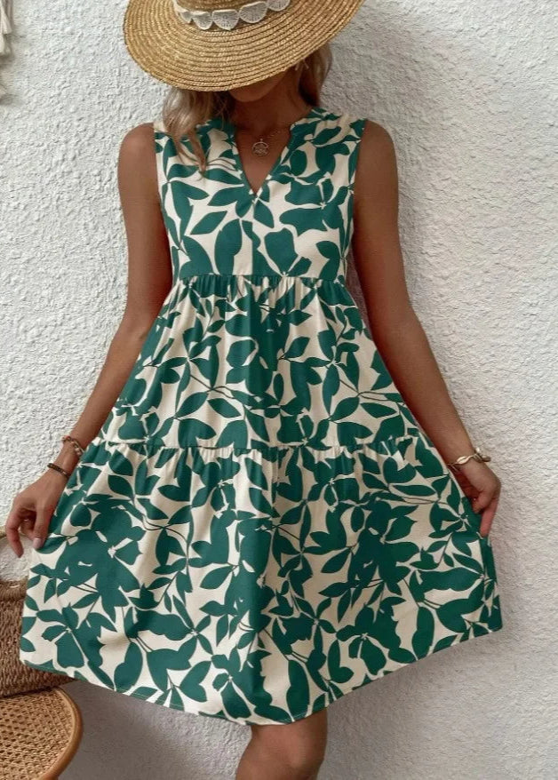 Vestido Midi Flores | Decote V, Estampa Floral de Verão