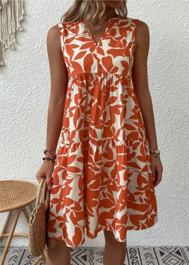Vestido Midi Flores | Decote V, Estampa Floral de Verão