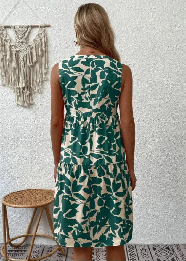 Vestido Midi Flores | Decote V, Estampa Floral de Verão