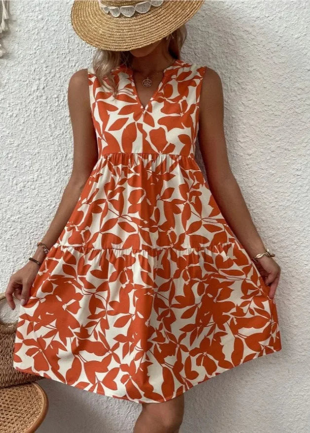 Vestido Midi Flores | Decote V, Estampa Floral de Verão