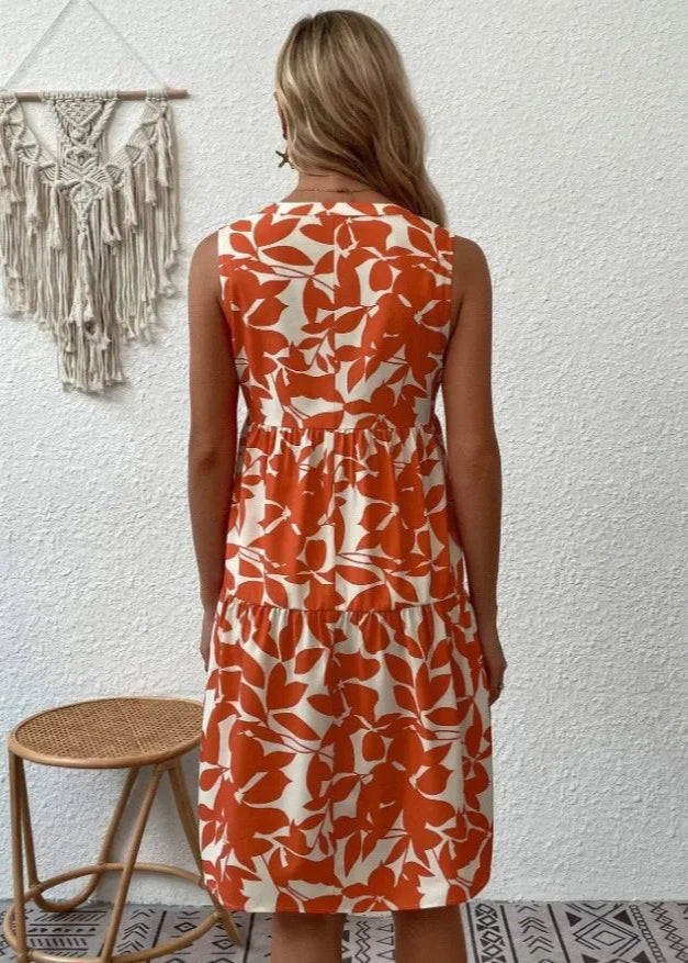 Vestido Midi Flores | Decote V, Estampa Floral de Verão