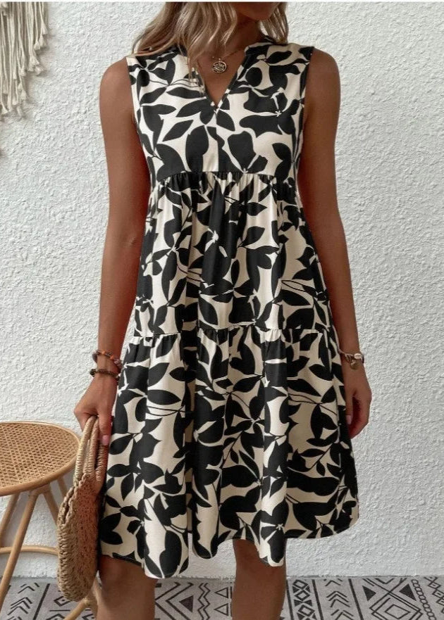 Vestido Midi Flores | Decote V, Estampa Floral de Verão
