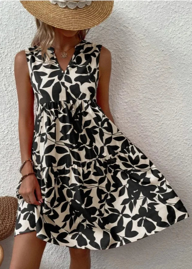 Vestido Midi Flores | Decote V, Estampa Floral de Verão