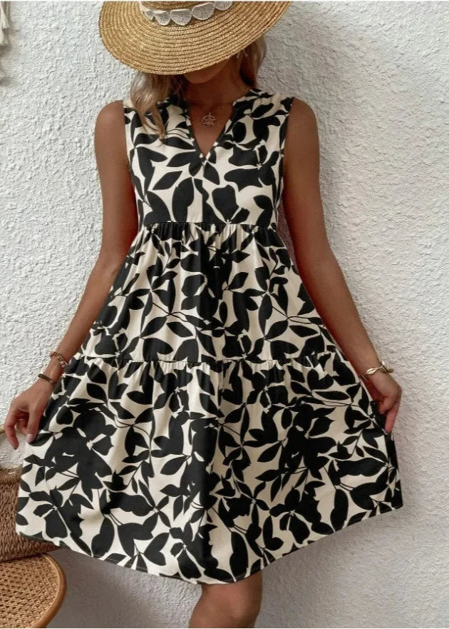 Vestido Midi Flores | Decote V, Estampa Floral de Verão