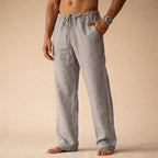 Calças de linho masculinas slim corte elegante e respirável