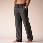 Calças de linho masculinas slim corte elegante e respirável