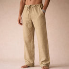Calças de linho masculinas slim corte elegante e respirável