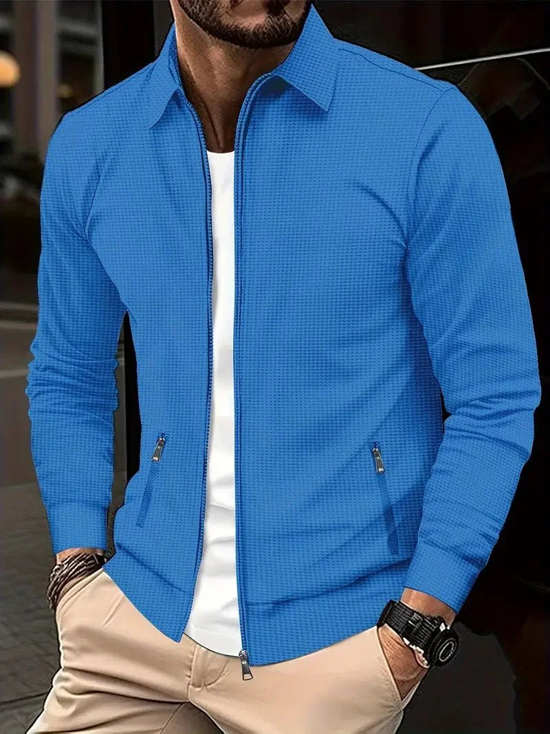 Colete masculino com fecho de correr e gola alta estilo moderno
