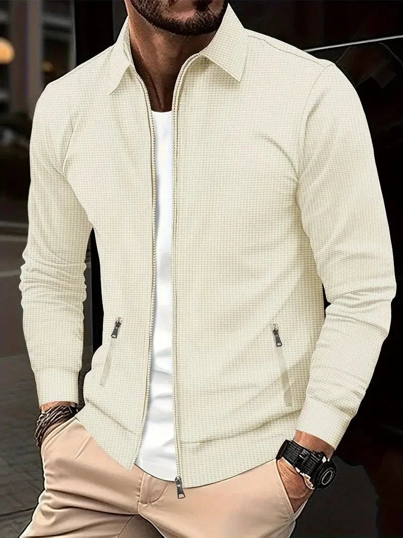 Colete masculino com fecho de correr e gola alta estilo moderno