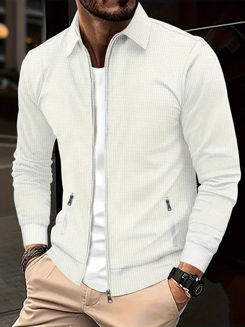 Colete masculino com fecho de correr e gola alta estilo moderno