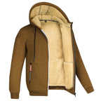 Colete de malha masculino com forro de lã e fecho de correr para o inverno