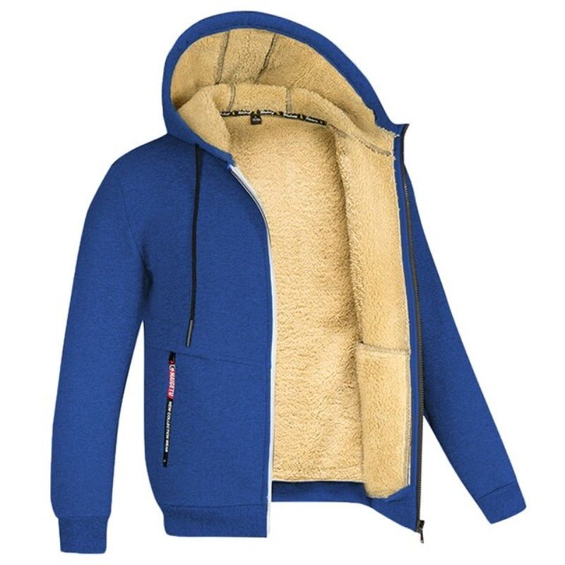 Colete de malha masculino com forro de lã e fecho de correr para o inverno