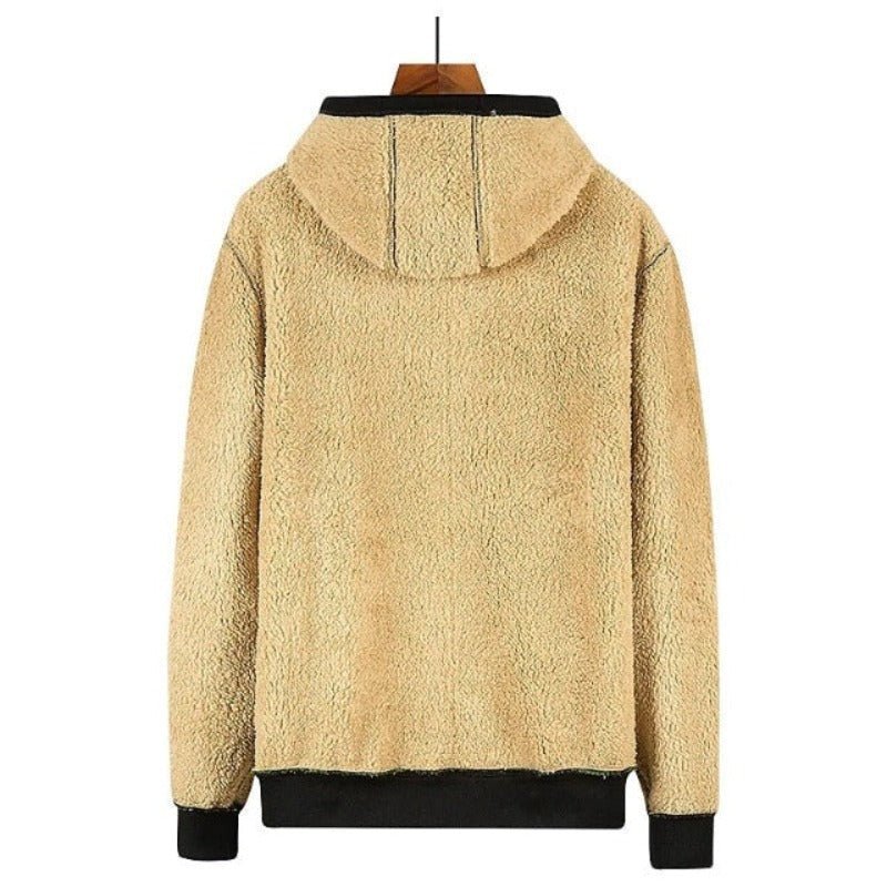 Colete de malha masculino com forro de lã e fecho de correr para o inverno