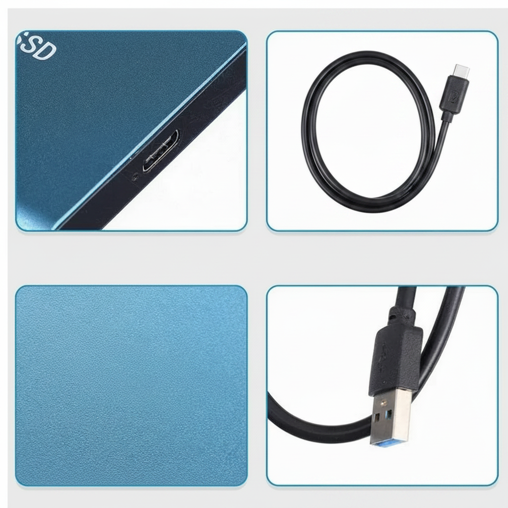 SSD externo portátil USB compacto em alumínio, transferência rápida até 540 MB/s
