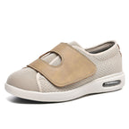 Sapatos diabéticos largos femininos para pés inchados com velcro e malha respirável