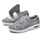 Sapatos diabéticos largos femininos para pés inchados com velcro e malha respirável