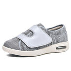 Sapatos diabéticos largos femininos para pés inchados com velcro e malha respirável
