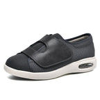 Sapatos diabéticos largos femininos para pés inchados com velcro e malha respirável
