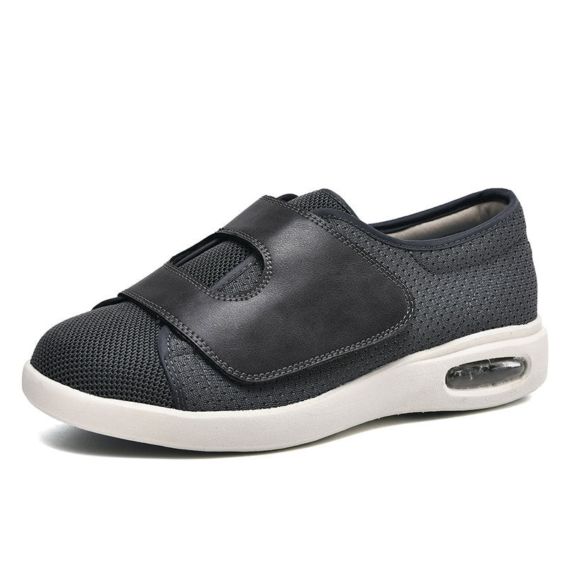 Sapatos diabéticos largos femininos para pés inchados com velcro e malha respirável